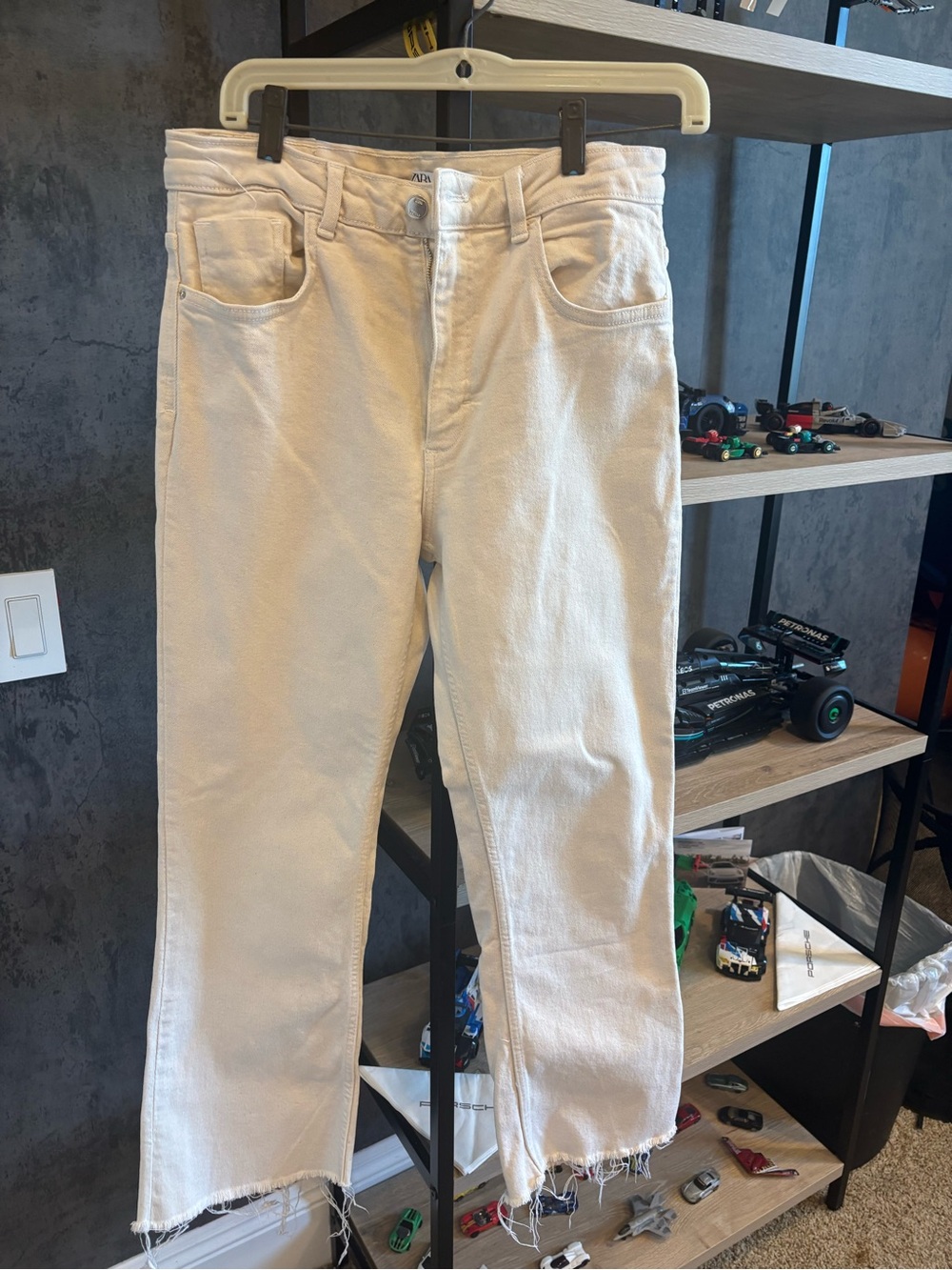 Zara Cream High-Rise Jeans